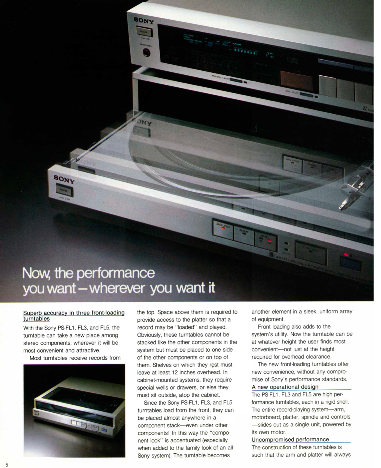 Sony Turntables LX FL 1980s Audio Brochure