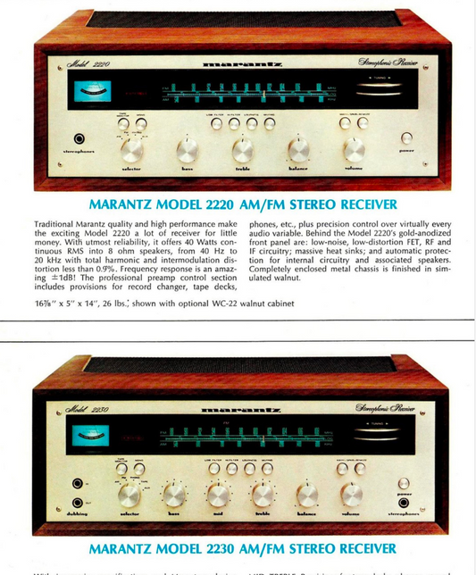 Marantz Sterophonic Receivers Audio Brochure Model 2220 2230 (PDF) (E-BOOK)