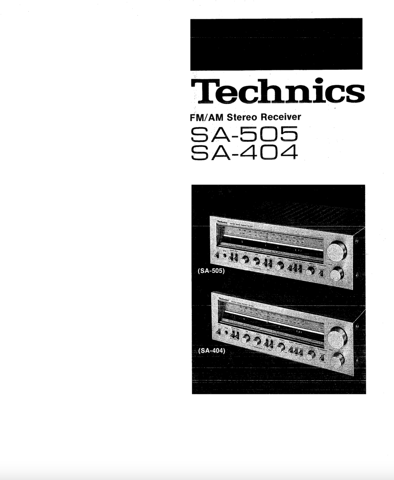 Technics SA-505 SA-404 Manual