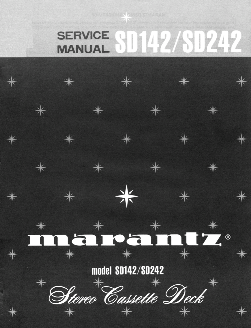 Marantz SD142 / SD242 Cassette Tape Deck Service Manual